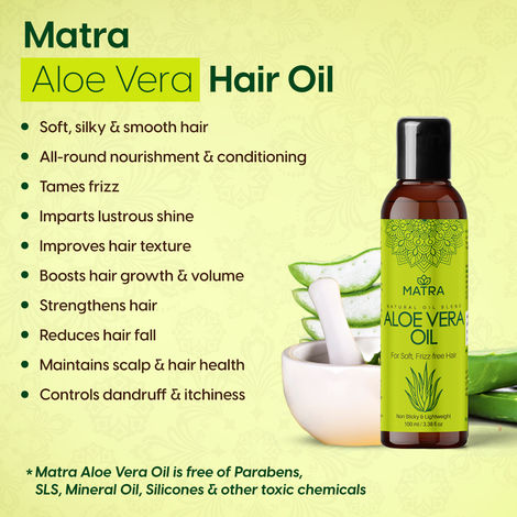 Matra Aloe Vera Oil Hair Oil for Strong, Soft Hair | Aloe Vera Oil for Hair  Growth | Non-Sticky Hair Oil with Coconut Oil, Castor Oil, Argan Oil &  Olive Oil |