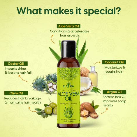 Matra Aloe Vera Oil Hair Oil for Strong, Soft Hair | Aloe Vera Oil for Hair  Growth | Non-Sticky Hair Oil with Coconut Oil, Castor Oil, Argan Oil &  Olive Oil |