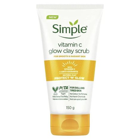Buy Simple Protect N Glow Vitamin C Glow Clay Scrub, 150g-Purplle