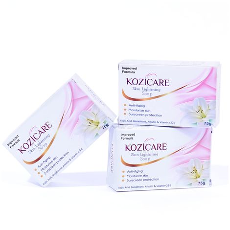 Buy Kozicare Skin Lightening Soap with 0.50 Kojic Acid ,0.50 Arbutin, 0.50 Vitamin C , 0.50 Vitamin E , 0.30 Glutathione |helps in Cleaning the skin |Anti-aging soap |Sun screen protection |keeps your skin young and moisturised - 75g (Pack of 3)-Purplle