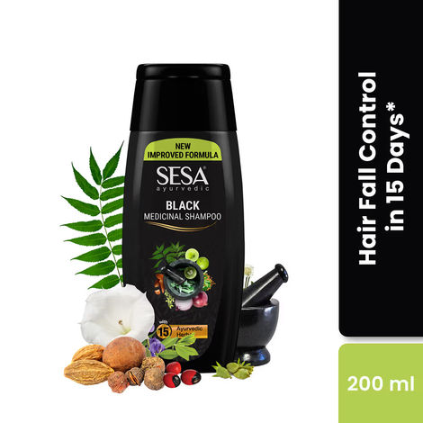 Buy Sesa Ayurvedic Medicinal Shampoo for Hair fall & Dandruff, Bhringraj+15 Herbs, NO Parabens (200 ml)-Purplle