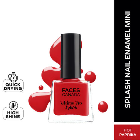 Buy FACES CANADA Ultime Pro Splash Mini Nail Enamel - Hot Paprika 63 (5 ml) | Quick Drying | Glossy Finish | Long Lasting | No Chip Formula | High Shine Nail Polish For Women | No Harmful Chemicals-Purplle