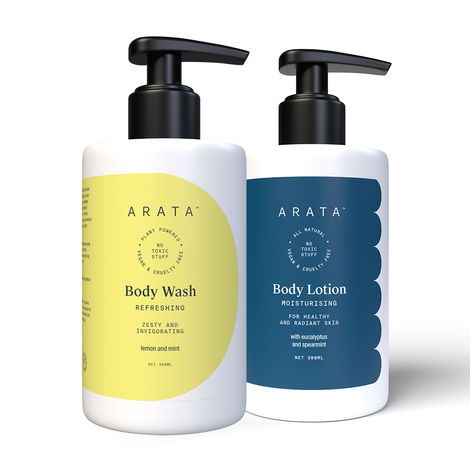 Buy Arata Rejuvenating Bath & Body Combo | Refreshing Body Wash + moisturising Body Lotion | Perfect For Daily Use & Gifting | Gently Cleanses & moisturises | Vegan & Cruelty-Free | 300ml + 300ml-Purplle