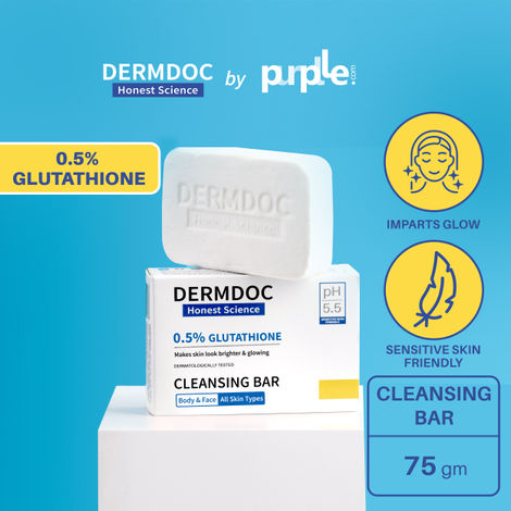 Buy DERMDOC by Purplle 0.5% Glutathione Cleansing Bar (75 g) | gentle deep cleansing bar | skin glow | soap free glutathione cleansing bar-Purplle