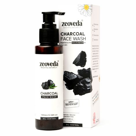 Buy Zeoveda Organic Charcoal Face Wash for Deep Skin Pore Cleansing, Acne and Pimples | Anti-pollution and Oil Control Benefits| For Men and Women | No Parabens and No Sulphates - 100ML-Purplle