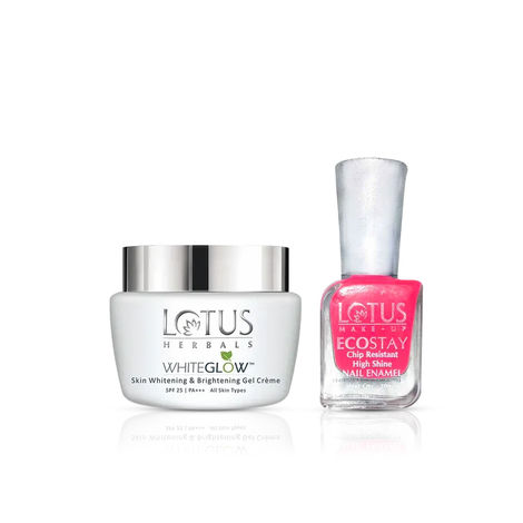 Buy Lotus Herbals Whiteglow Skin Whitening & Brightening Gel Cream SPF 25 Pa +++, 60g &  EcoStay Nail Enamels Twisted Fuschia (10 ml)-Purplle