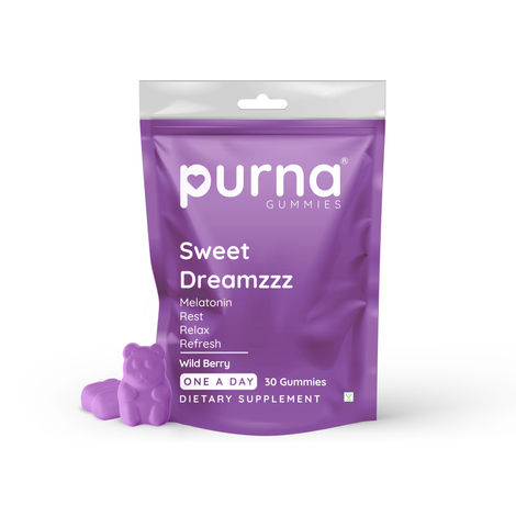 Buy Purna Gummies Melatonin Wild Berry Flavor Gummies For Sleep Well & Reduced Stress, 30 Day Pack-Purplle