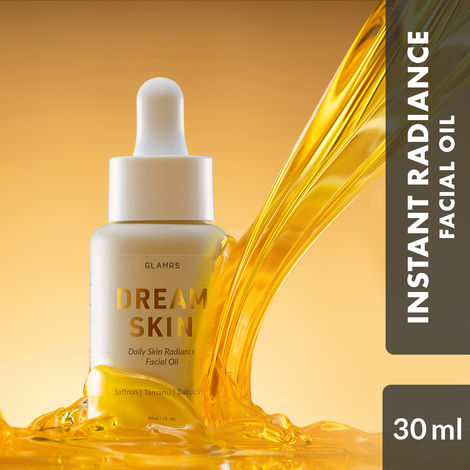 Buy Glamrs DREAM SKIN Daily Radiance Facial Oil Serum with Saffron, Bakuchiol and Sea Buckthorn Oil, Ultra-light formula For Blemished, Dehydrated Skin & Pigmented Uneven Skin Tone (30 ml)-Purplle