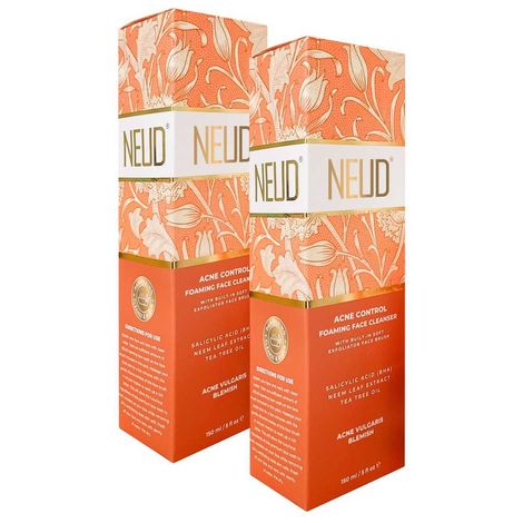 Buy NEUD Acne Control Foaming Face Cleanser With Salicylic Acid, Neem and Tea Tree Oil - 2 Packs (150ml Each)-Purplle
