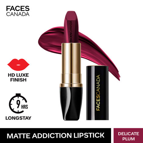 Buy FACESCANADA Matte Addiction Lipstick Assertive Delicate Plum 09 I 9 HR Longstay I HD Finish I Hydrating Comfort I Primer Infused I With Mulberry & Shea Butter I 3.7g-Purplle