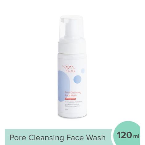 Buy Nua Pore Cleansing Face Wash | Acne Control | Salicylic Acid Face Wash with Glycolic Acid & Prebiotics, 120 ml-Purplle