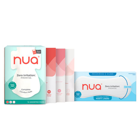 Buy Nua Combo - Sanitary Pads (Pack of 12 - XL+L+R), Everyday Pantyliners (Pack of 16)-Purplle