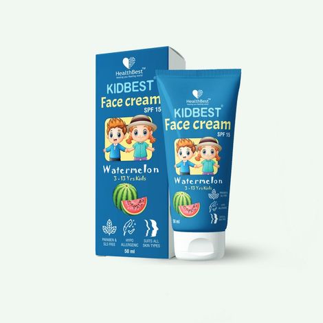 Buy HealthBest Kidbest Face Cream for Kids | SPF 15 | Safe for Sensitive Skin & Unscetened | Tear, Paraben, SLS free | Watermelon Flavor | 50ml-Purplle