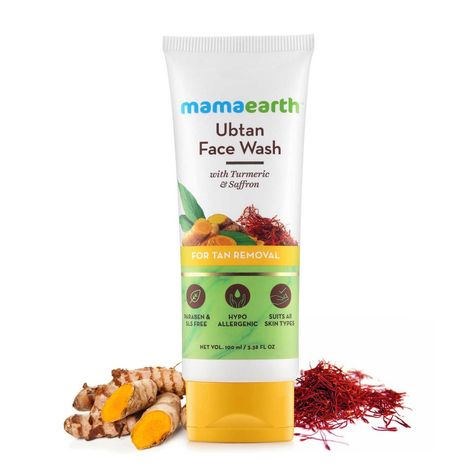 Buy Mamaearth Ubtan Natural Face Wash For All skin type With Turmeric & Saffron For Tan Removal And Skin Brightning (100 ml)-Purplle