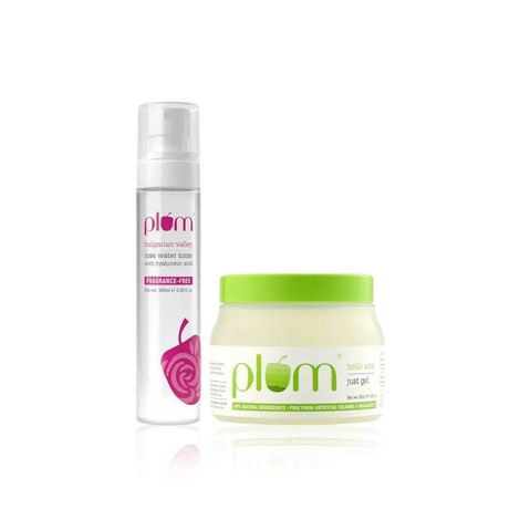 Buy Plum Gentle Skin Soothers Duo Best Aloe Vera Gel - 99% Natural Rose Water Toner With Hyaluronic Acid-Purplle