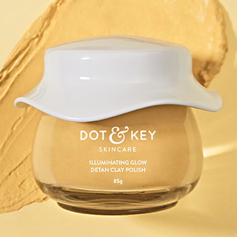 Buy Dot & Key Illuminating Glow Detan Clay Polish with Green Tea & Lemon Verbena | Tan Removal Face Mask for All Skin Types | 85g-Purplle