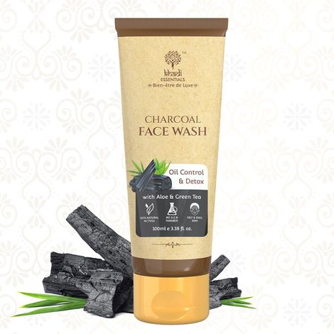 Buy Khadi Essentials Charcoal Face Wash with Aloe & Green Tea For Detox & Oil Control, 100ml-Purplle