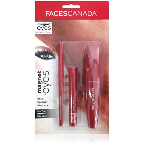 Buy FACES CANADA Magneteyes Range Trio Pack - Black 13.35 g | Kajal + Eyeliner + Mascara | Lightweight | Long Lasting | Smooth Texture | Precise Application | Intense Color Payoff | Paraben Free-Purplle