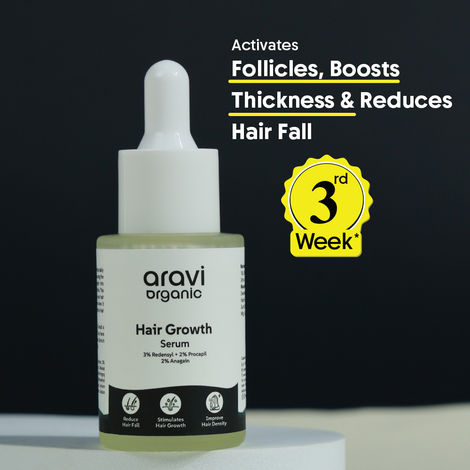 Buy Aravi Organic Hair Growth Serum with Redensyl, Anagain & Procapil | Reduces Hair Fall, Boosts Hair Density & Strength | Dermatologist Tested, Lightweight & Non-Greasy | For Men & Women – 30 ml-Purplle