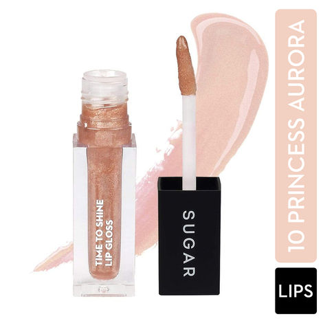Buy SUGAR Cosmetics - Time To Shine - Lip Gloss - 10 Princess Aurora (Golden beige with Shimmer) - 4.5 gms - High Shine Lip Gloss with Jojoba Oil-Purplle
