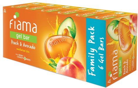 Buy Fiama Gel Bar Peach and Avocado, 125g (Count of 6)-Purplle