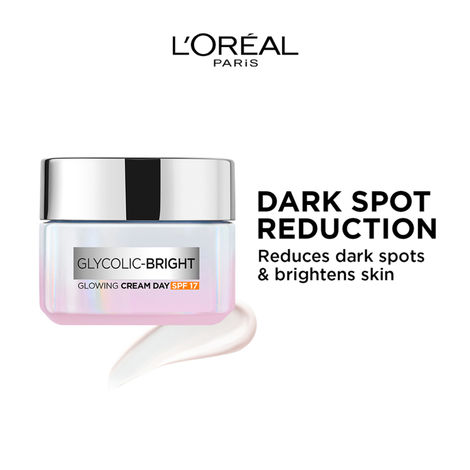 Buy L'Oreal Paris Glycolic Bright Day Cream with SPF 17, 15ml |Skin Brightening & Visibly Minimizes Spots For Even Glowing Skin-Purplle