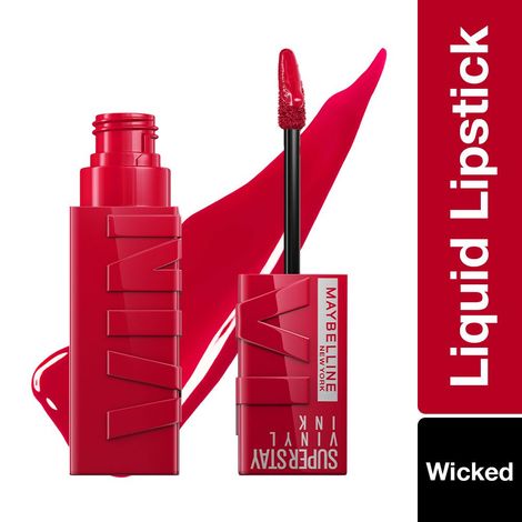 Maybelline Superstay Vinyl Ink Liquid Lipstick, Wicked | High Shine That  Lasts for 16 HRs | Enriched With Vitamin E & Aloe
