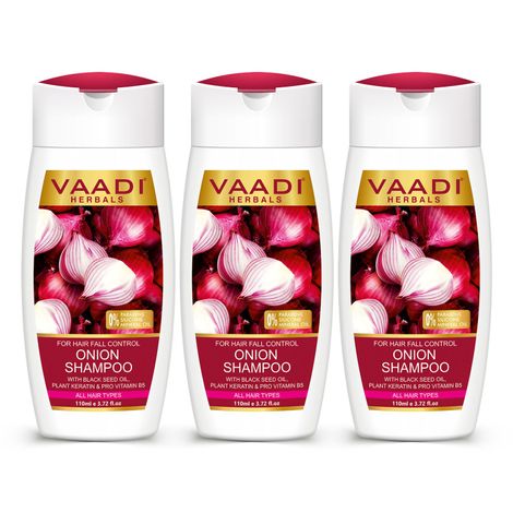 Buy Vaadi Herbals Onion Shampoo for Hair Growth & Hair Fall Control With Plant Keratin & D Panthenol (110 ml X 3)-Purplle