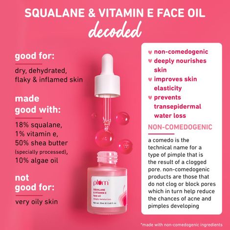 elfbar nachfüll pod läuft aus Plum Plum Squalane & Vitamin E Face Oil with Liquid Shea Butter & Algae Oil  | For deep moisturization | For Soft, Supple Skin | Fragrance-Free | Quick  Absorbing