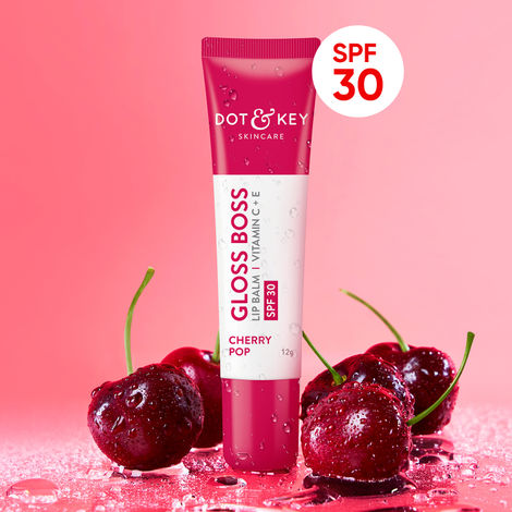 Buy Dot & Key Cherry Pop Lip Balm for smooth red lips| SPF 30, Shea Butter with Vitamin E| tinted lip balm for glossy, buttery soft lips| for dark lips - 12g-Purplle