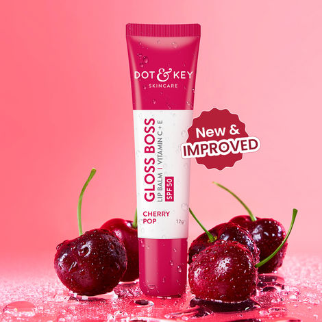 Buy Dot & Key Gloss Boss Cherry Pop SPF 50 Lip Balm for Smooth Soft Lips, Shea Butter with Vitamin C+E, Tinted Lip Balm For glossy, Buttery Soft Lips With Vitamin C For Dark Lips For Women, 12 gm-Purplle