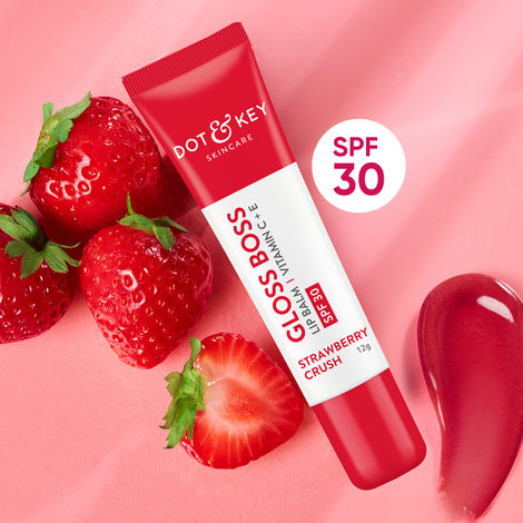 Buy Dot & Key Strawberry Crush SPF 30 Lip Balm with Vitamin C+E, Tinted Lip balm for Soft and Naturally Pink Lips,  Fades Lip Pigmentation, Lip balm for Dry & Dark Lips to Lighten - 12gm-Purplle