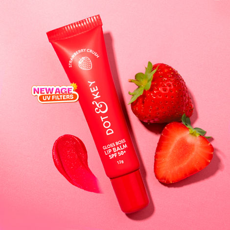 Buy Dot & Key Gloss Boss Strawberry Crush SPF 50 Lip Balm with Vitamin C+E, Tinted Lip balm for Soft and Naturally Pink Lips,A&nbsp; Fades Lip Pi gmentation, Lip balm for Dry & Dark Lips to Lighten - 12 gm-Purplle