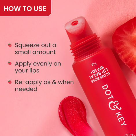 Dot & Key Strawberry Lip Balm for soft and naturally pink lips| SPF 30 & Vitamin  C+E| fades lip pigmentation|for dark lips
