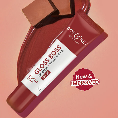 Buy Dot & Key Gloss Boss Cocoa Mint SPF 50 Lip Balm with Vitamin C+E | Lip balm for Naturally Glowing and Hydrated Lips | Suitable for Dry & Dark Lips to Lighten | 12 gm-Purplle