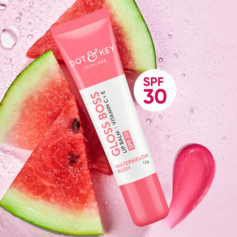 Buy Dot & Key Watermelon Rush SPF 30 Lip Balm with Vitamin C+E, Tinted Lip Balm for Glowing Pink Lips, Sun Protection, Intense Moisturizer for Dry, Chapped Lips, Fades Lip Pigmentation - 12gm-Purplle