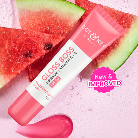 Buy Dot & Key Gloss Boss Watermelon Rush SPF 50 Lip Balm with Vitamin C+E, Tinted Lip Balm for Glowing Pink Lips, Sun Protection, Intense Moisturizer for Dry, Chapped Lips, Fades Lip Pi gmentation - 12 gm-Purplle