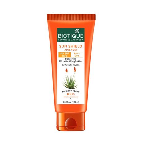 Buy Biotique Sun Shield Aloe Vera 30+SPF Sunscreen Lotion 100 ml-Purplle