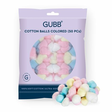 Buy GUBB Coloured Cotton Balls For Makeup Removal 50 Pcs-Purplle