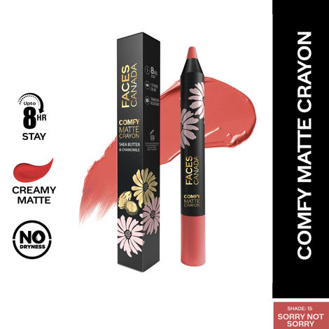 Buy Faces Canada Comfy Matte Crayon I Creamy Matte I Chamomile & Shea Butter I Alcohol-free I Sorry not sorry 15 2.8g-Purplle