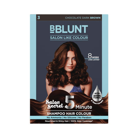 Buy BBLUNT Chocolate Dark Brown 5 Minute Shampoo Hair Colour for 100% Grey Coverage - 20ml X 5-Purplle