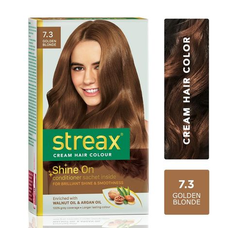 Buy Streax cream Hair colour, 100% Grey Coverage, No Ammonia, Long Lasting Permanent hair colour, Golden Blonde, 120 ml-Purplle