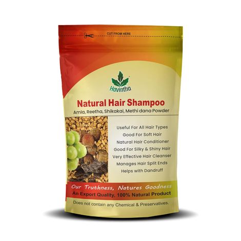 Buy Havintha Natural Hair Shampoo with Amla, Reetha, Shikakai and Methi dana (227 gm)-Purplle