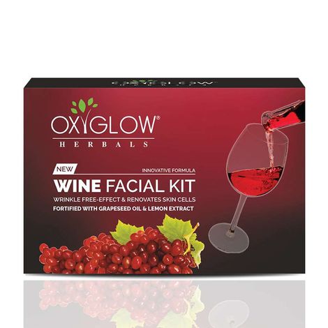 Buy OxyGlow Herbals Wine Facial Kit 53 gm, All skin, Wrinkle free effect & Renovates skin cells-Purplle