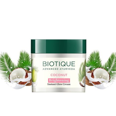 Buy Biotique Coconut Brightening Instant Glow Cream (50 g)-Purplle