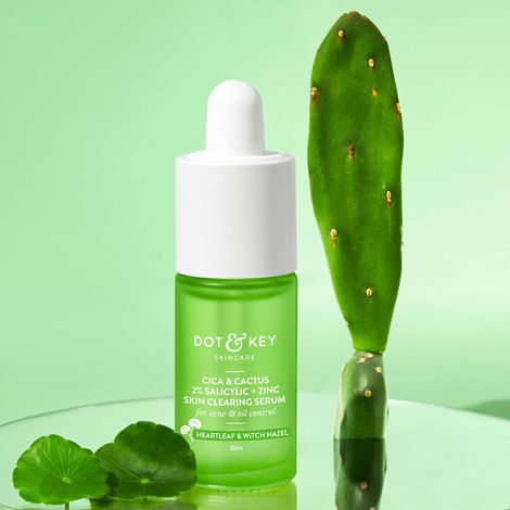 Buy Dot & Key CICA & Cactus 2% Salicylic + Zinc Skin Clearing Serum for Acne & Oil Control | Face Serum for Normal, Oily & Acne prone Skin | 20ml-Purplle