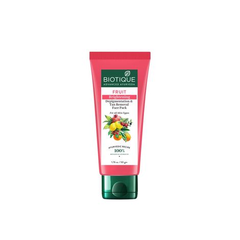 Buy Biotique Fruit Brightening Depigmentation & Tan Removal Face Pack 50gm Tube-Purplle