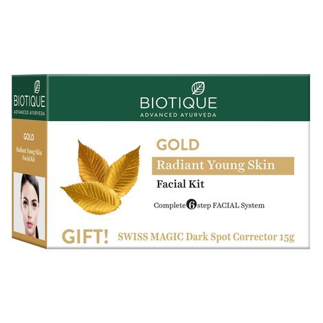Buy Biotique Gold Radiance Facial Kit 5X10G+15G(Gold Kit)-Purplle
