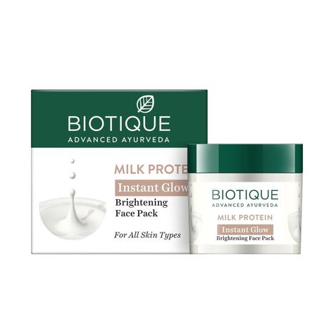 Buy Biotique Milk Protein Instant Glow Brightening Face Pack 50gm Jar-Purplle