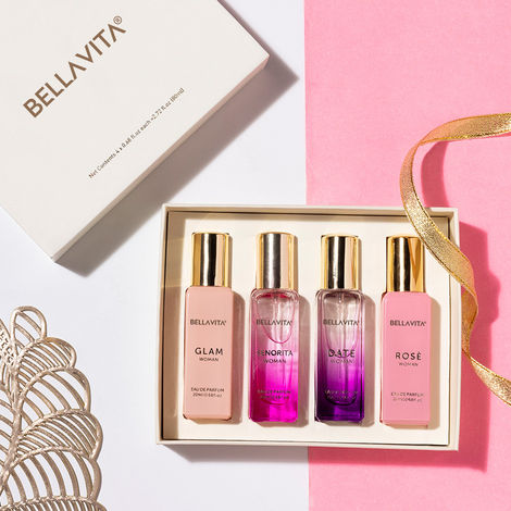 Buy Bella Vita Luxury Perfume Gift Set for Women | Perfume for Women | 4 x 20 ml | Gifts for Women | Floral Fruity Premium Fragrance Scent | Date Senorita Glam Rose-Purplle